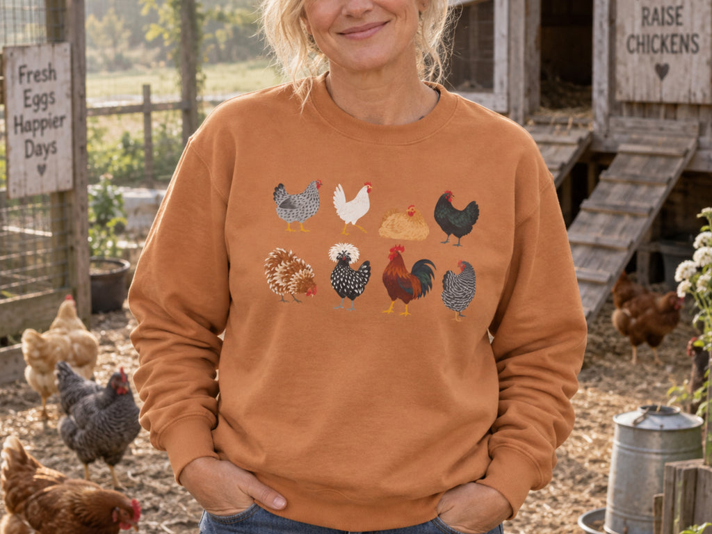Thanksgiving Chicken Sweatshirt, Fall Chicken Lover Crewneck, Chicken Mom Gift, Farmhouse Hen Sweater, Autumn Poultry Gift