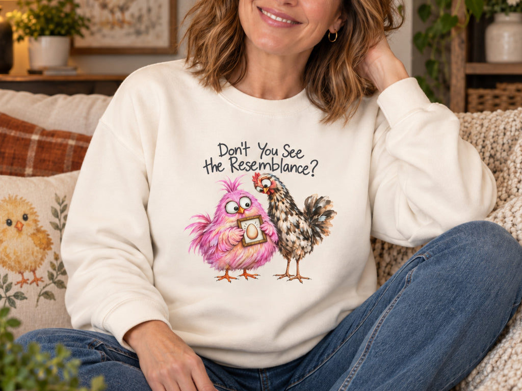 Don't You See the Resemblance Chicken Sweatshirt, Funny Chicken Lover Gift, Chicken Mom Sweater, Backyard Hen Crewneck