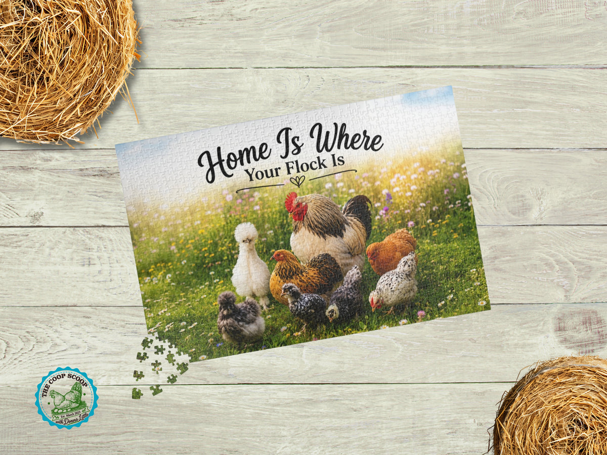 Home Is Where Your Flock Is Chicken Puzzle, Chicken Lover Gift, Farmhouse Jigsaw Puzzle, Backyard Flock Gift, Farm Animal Puzzle
