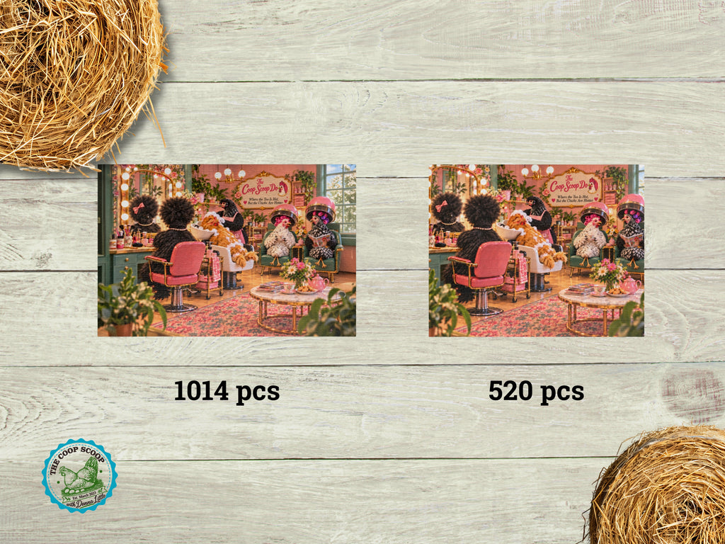 Chicken Hair Salon Puzzle, Funny Chicken Jigsaw Puzzle, The Coop Scoop Do, Chicken Lover Gift