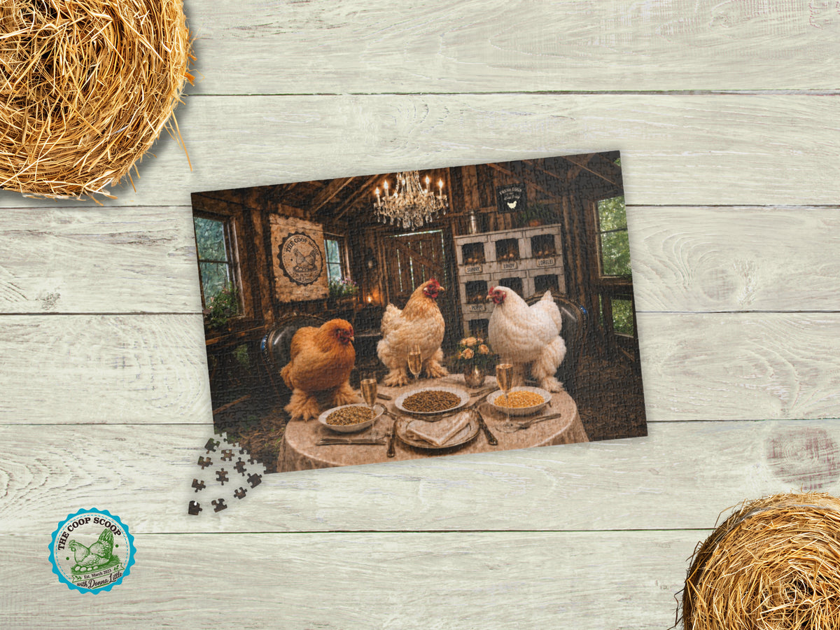Chicken Dinner Party Puzzle, Funny Chicken Jigsaw Puzzle, Chicken Lover Gift, Farmhouse Puzzle