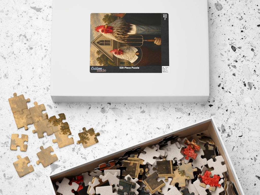 American Gothic Chickens Puzzle, Funny Chicken Jigsaw Puzzle, Chicken Lover Gift, Farmhouse Puzzle