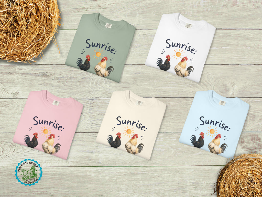 Sunrise Brought to You by My Roosters Shirt, Funny Rooster Lover Tee, Chicken Keeper Gift, Farm Life T-Shirt, Backyard Flock Shirt