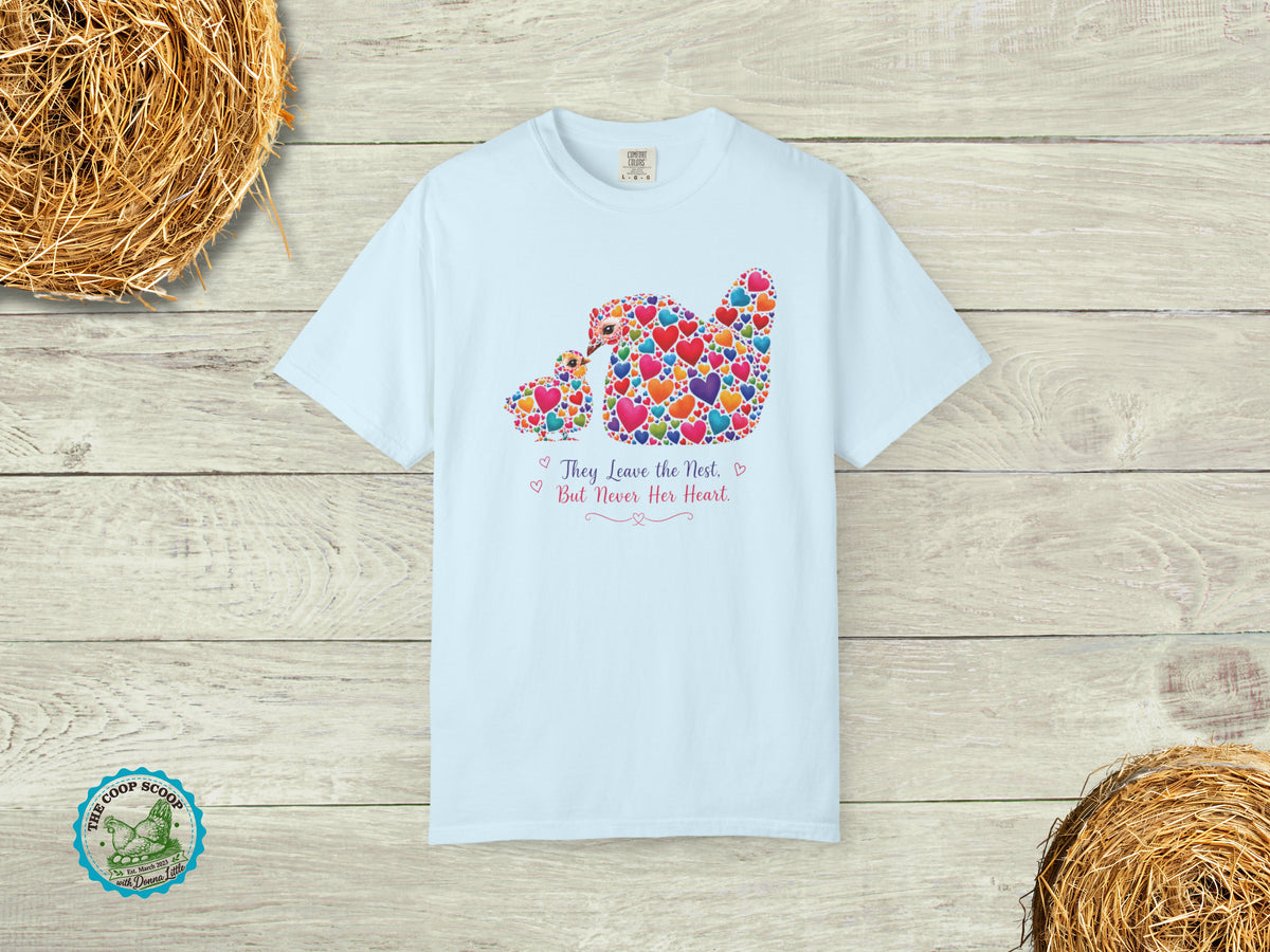 They Leave the Nest But Never Her Heart Chicken Shirt, Chicken Mom Gift, Empty Nest Mom Tee, Mother Hen Shirt, Farm Mom Gift