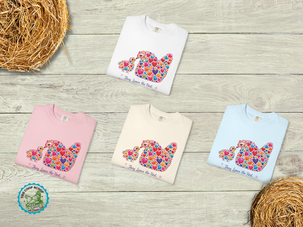 They Leave the Nest But Never Her Heart Chicken Shirt, Chicken Mom Gift, Empty Nest Mom Tee, Mother Hen Shirt, Farm Mom Gift