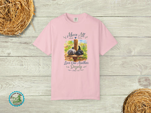 Above All Love One Another Deeply Chicken Shirt, 1 Peter 4:8 Christian Chicken Tee, Faith Farm Shirt, Chicken Lover Gift