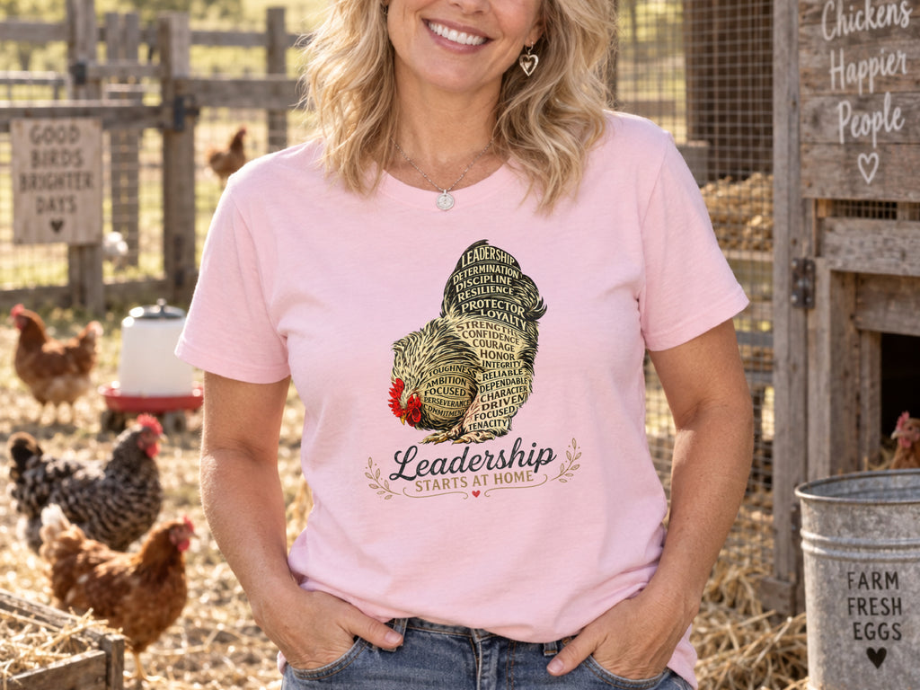 Leadership Starts at Home Chicken Shirt, Motivational Chicken Lover T Shirt, Farm Life Tee, Backyard Chicken Gift