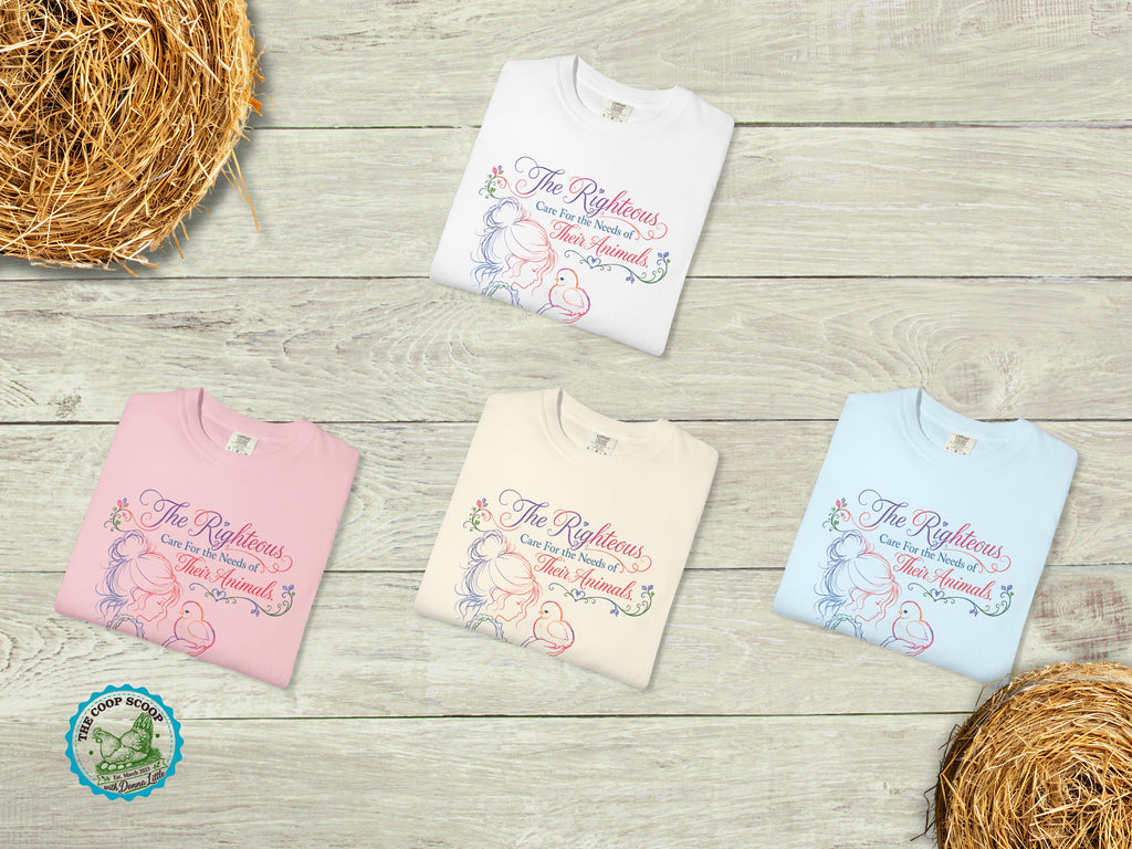 The Righteous Care for Their Animals Shirt, Proverbs 12:10 Christian Chicken Tee, Faith Farm Shirt, Chicken Lover Gift