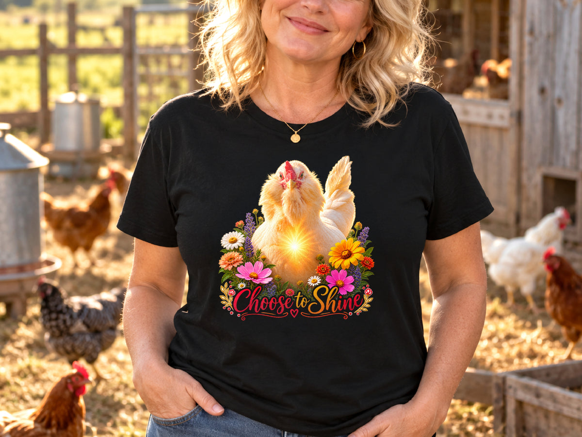 Choose to Shine Chicken Shirt, Inspirational Chicken Lover Tee, Floral Hen T Shirt, Chicken Mom Gift, Farmhouse Poultry Shirt