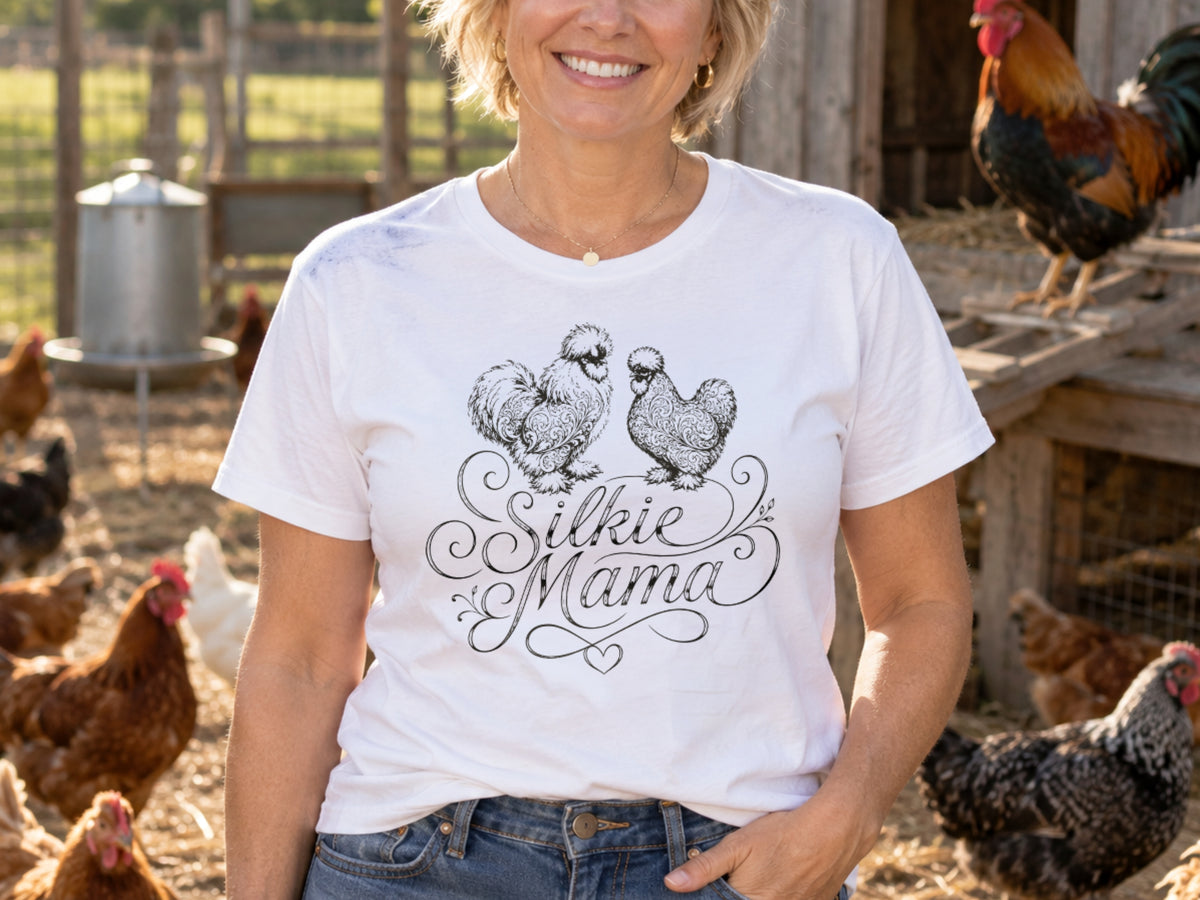 Silkie Mama Chicken Shirt, Silkie Chicken Lover Tee, Chicken Mom Gift, Fluffy Hen Shirt, Backyard Chicken T-Shirt