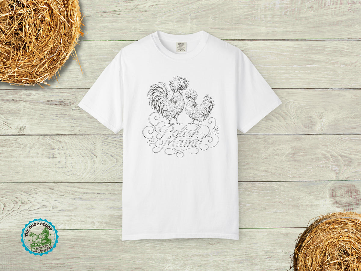 Polish Mama Chicken Shirt, Polish Chicken Lover Tee, Chicken Mom Gift, Crested Hen Shirt, Backyard Chicken T-Shirt