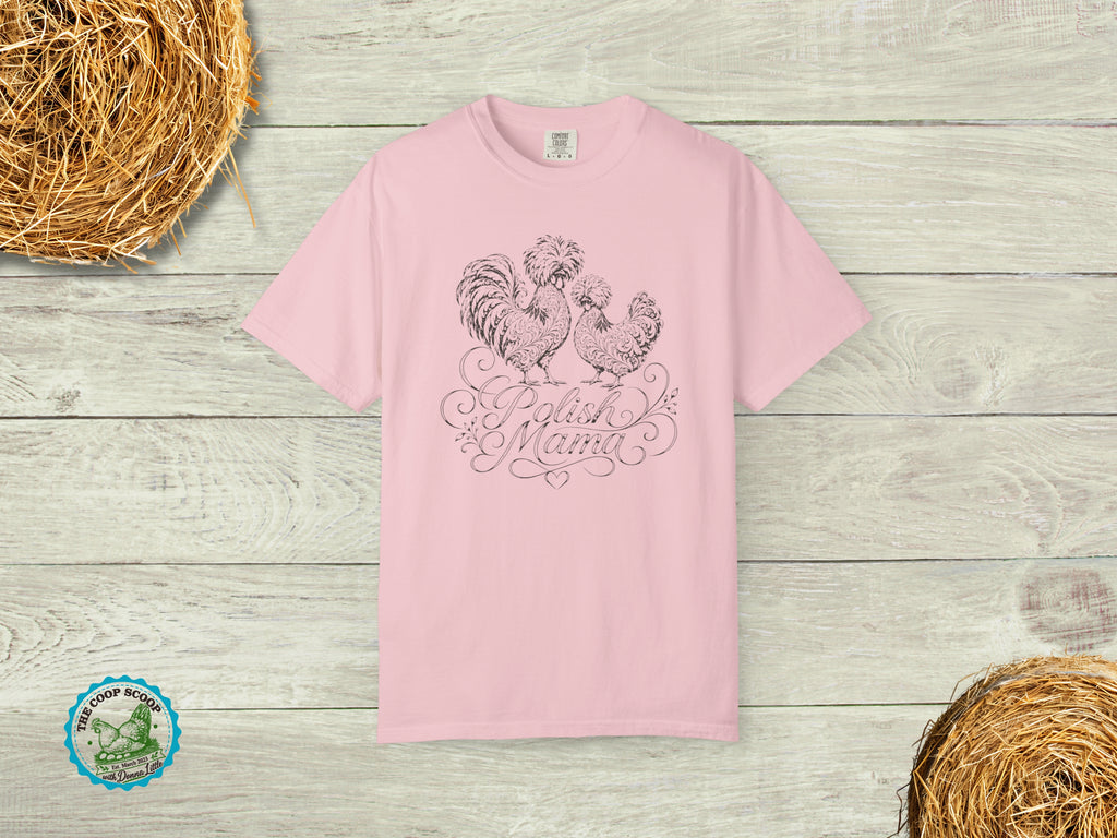 Polish Mama Chicken Shirt, Polish Chicken Lover Tee, Chicken Mom Gift, Crested Hen Shirt, Backyard Chicken T-Shirt