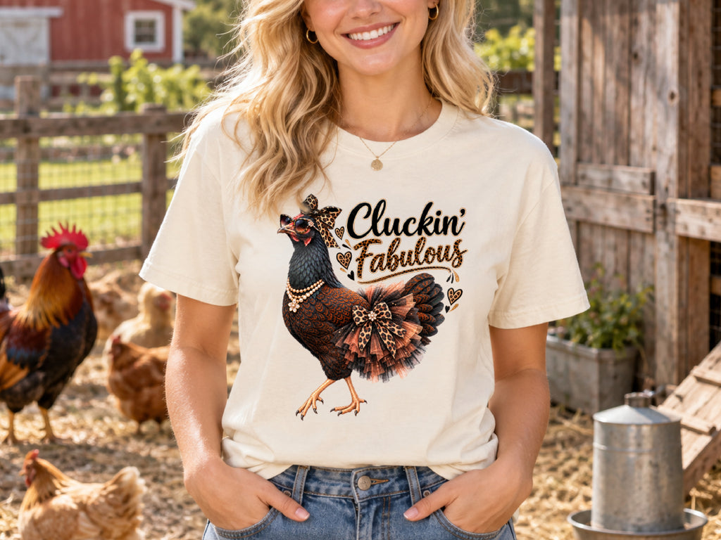 Cluckin Fabulous Chicken Shirt, Funny Chicken Lover Tee, Sassy Chicken Mom Gift, Leopard Print Hen Shirt, Farmhouse T Shirt