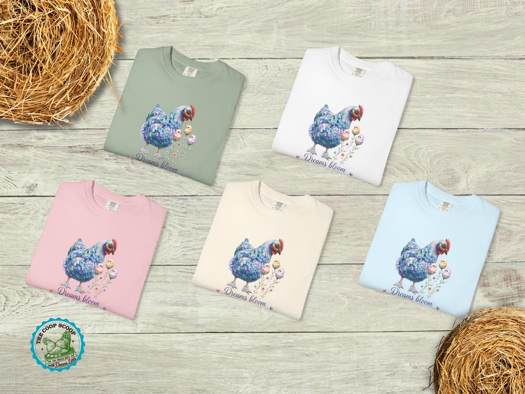 Dreams Bloom Where Hope Is Planted Chicken Shirt, Inspirational Chicken Lover Tee, Floral Hen Shirt, Chicken Mom Gift, Farmhouse T-Shirt