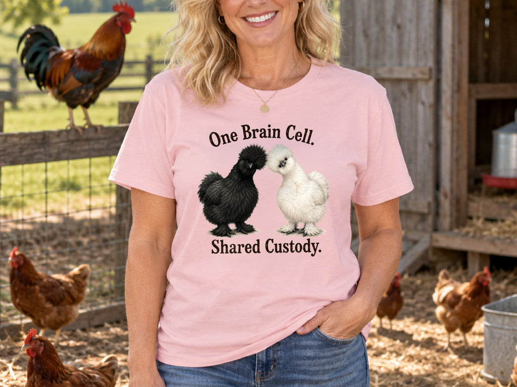 One Brain Cell Shared Custody Chicken Shirt, Funny Silkie Chicken Tee, Chicken Lover Gift, Fluffy Hen Shirt, Chicken Mom Gift
