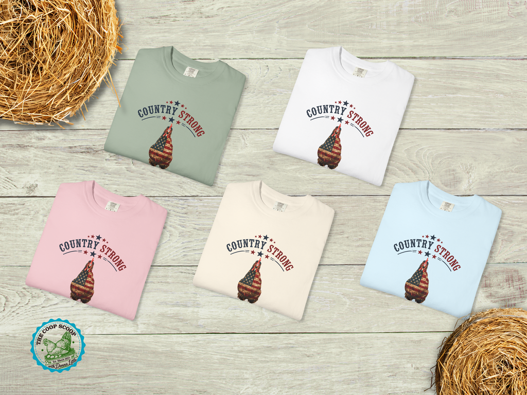 Country Strong American Proud Chicken Shirt, Patriotic Chicken Lover Tee, 4th of July Farm Shirt, Chicken Mom Gift