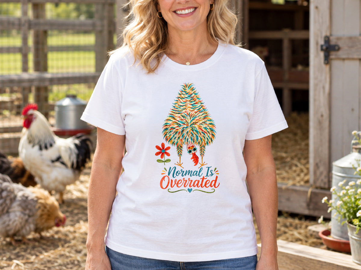 Normal Is Overrated Chicken Shirt, Funny Chicken Lover Tee, Silkie Chicken Shirt, Chicken Mom Gift, Quirky Farm T-Shirt