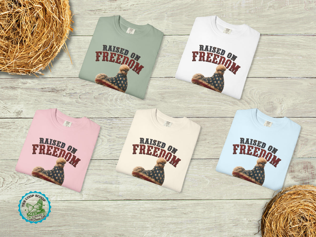 Raised on Freedom Chicken Shirt, Patriotic Silkie Chicken Tee, American Flag Chicken Shirt, 4th of July Chicken Lover Gift