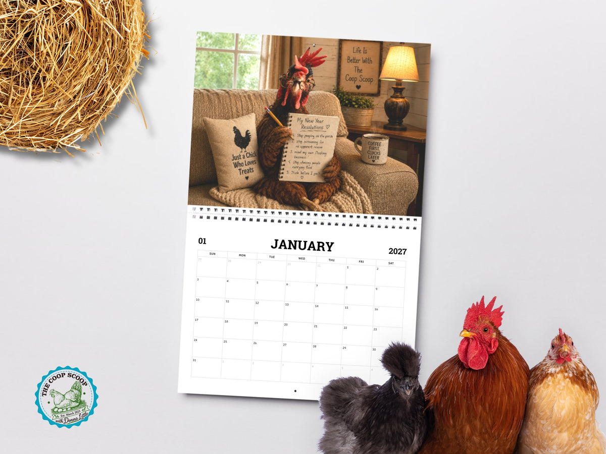 The Coop Scoop 2027 Chicken Calendar, Funny Chicken Wall Calendar, Chicken Lover Gift, Farmhouse Hen Decor