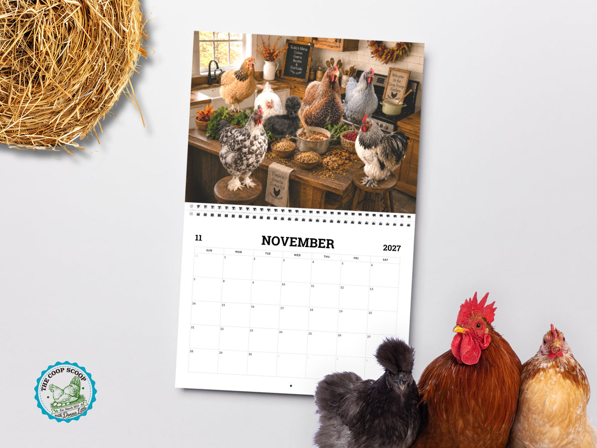 The Coop Scoop 2027 Chicken Calendar, Funny Chicken Wall Calendar, Chicken Lover Gift, Farmhouse Hen Decor