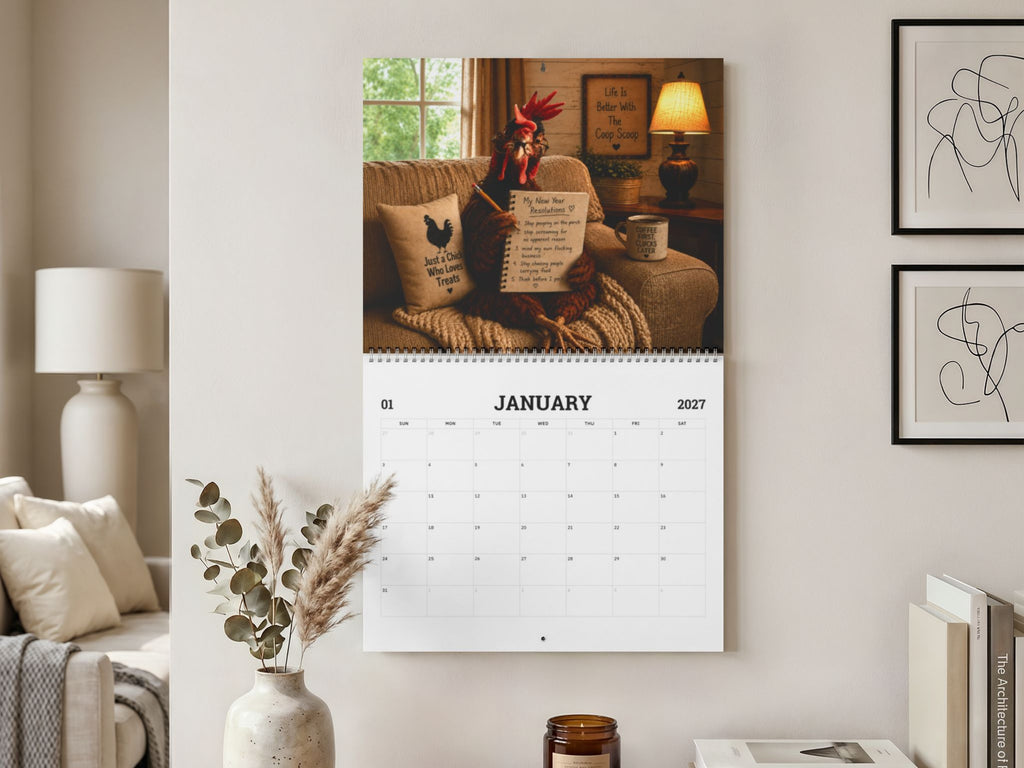 The Coop Scoop 2027 Chicken Calendar, Funny Chicken Wall Calendar, Chicken Lover Gift, Farmhouse Hen Decor