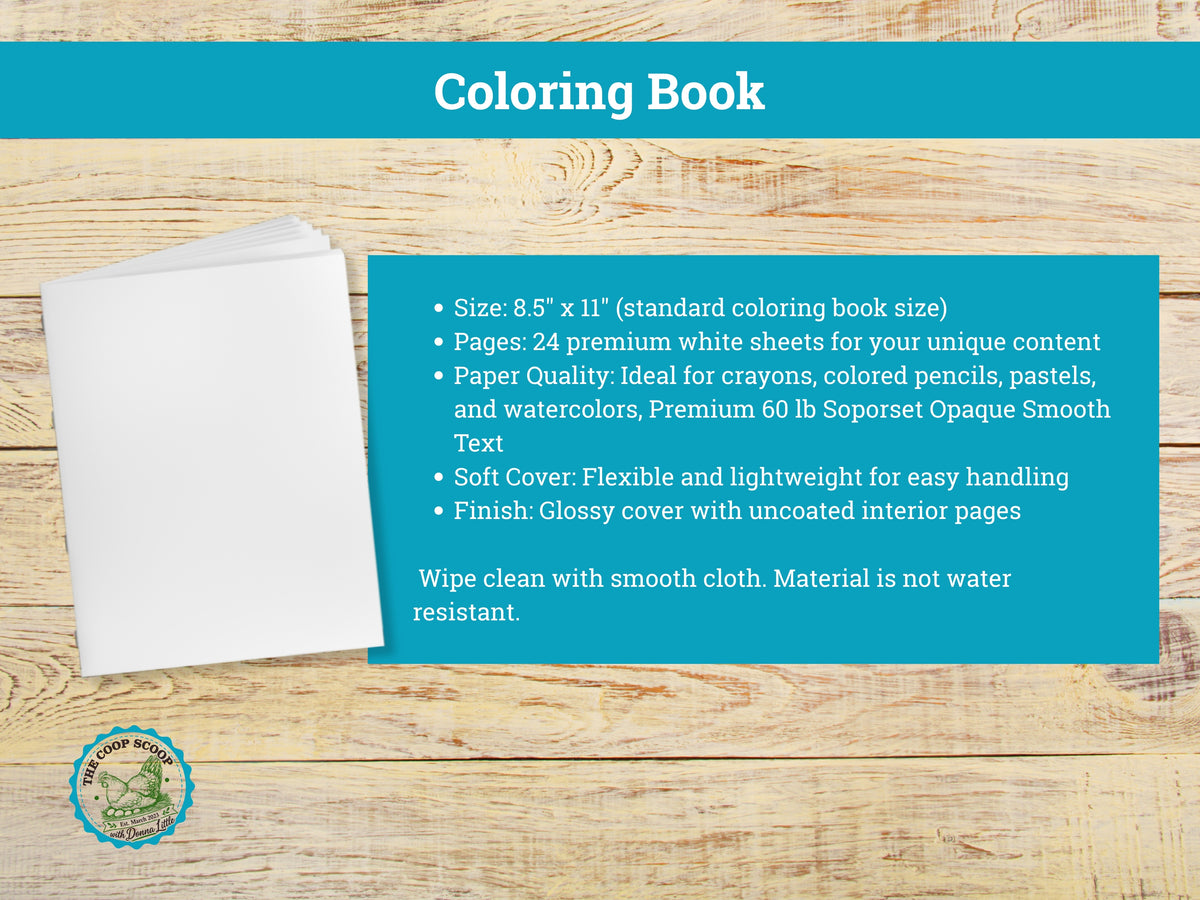 The Coop Scoop Chicken Adult Coloring Book, 24 Chicken Coloring Pages, Funny Farm Animal Coloring Book, Chicken Lover Gift