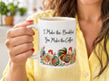 I Make the Breakfast You Make the Coffee Chicken Mug, Funny Chicken Lover Gift, Colorful Rooster Hen Coffee Cup, Farmhouse Kitchen Gift