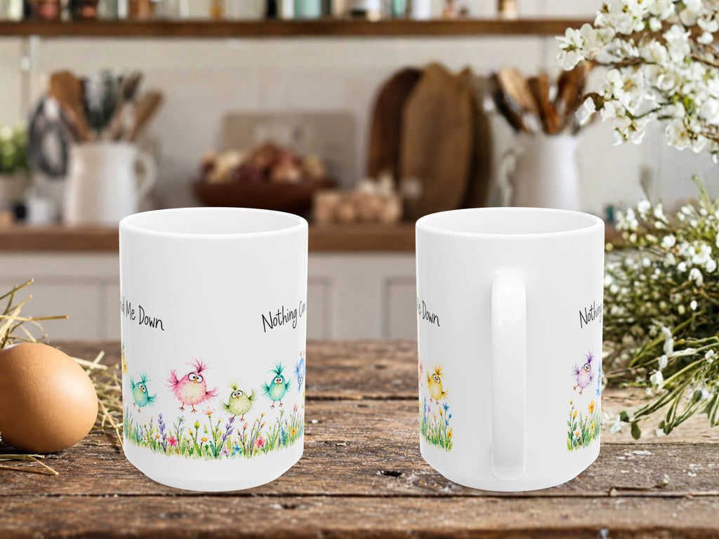 Nothing Can Hold Me Down Chicken Coffee Mug, Funny Colorful Chick Mug, Chicken Lover Gift, Watercolor Farmhouse Coffee Cup