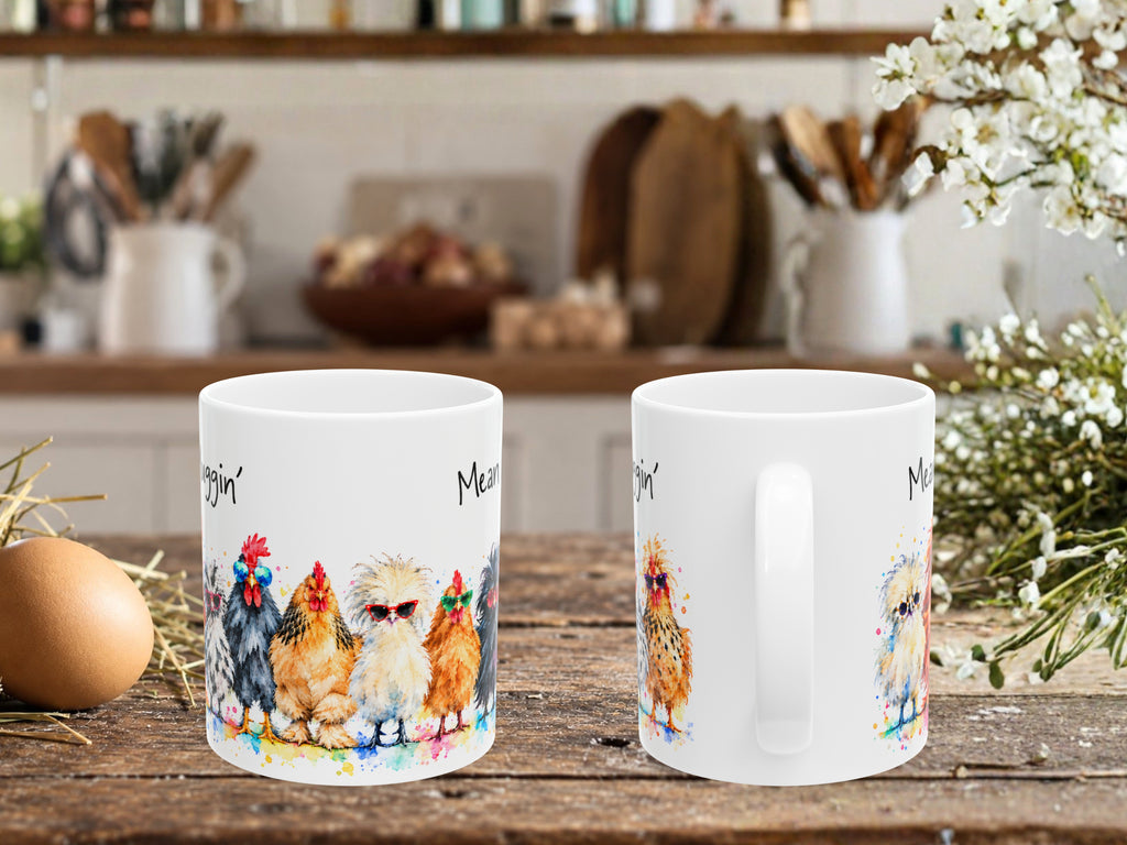 Mean Muggin Chicken Coffee Mug, Funny Chicken Lover Mug, Colorful Hen Coffee Cup, Chicken Mom Gift, Backyard Flock Farmhouse Mug