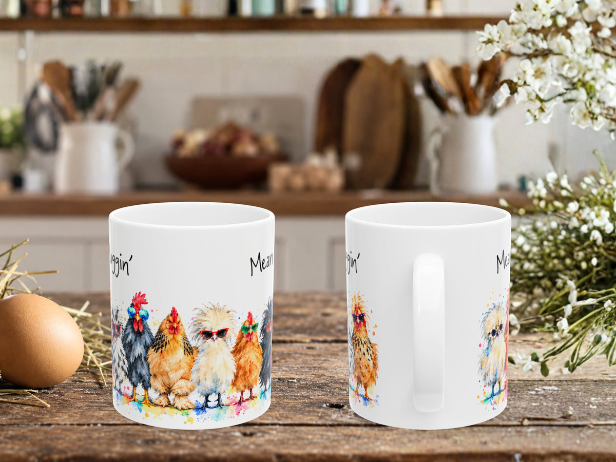 Mean Muggin Chicken Coffee Mug, Funny Chicken Lover Mug, Colorful Hen Coffee Cup, Chicken Mom Gift, Backyard Flock Farmhouse Mug