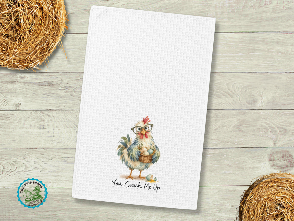 You Crack Me Up Chicken Kitchen Towel, Funny Chicken Lover Gift, Farmhouse Hand Towel, Hen Kitchen Decor, Chicken Mom Gift