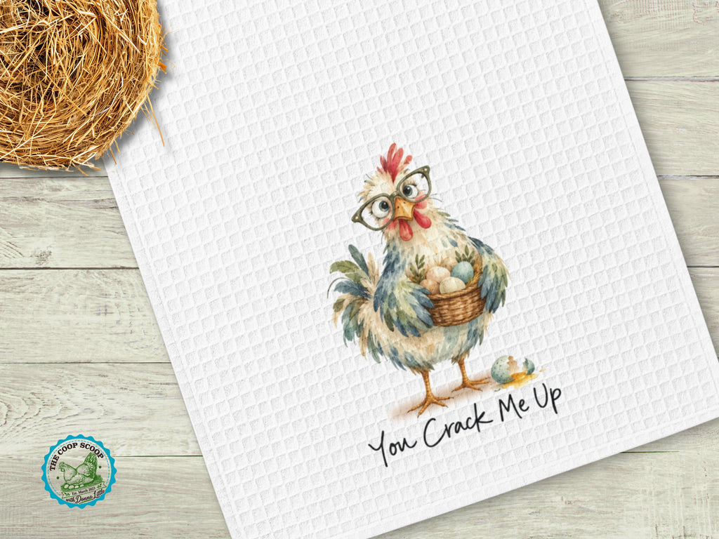 You Crack Me Up Chicken Kitchen Towel, Funny Chicken Lover Gift, Farmhouse Hand Towel, Hen Kitchen Decor, Chicken Mom Gift
