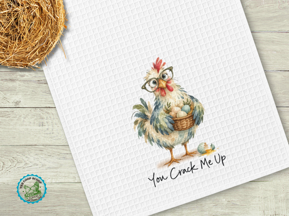 You Crack Me Up Chicken Kitchen Towel, Funny Chicken Lover Gift, Farmhouse Hand Towel, Hen Kitchen Decor, Chicken Mom Gift