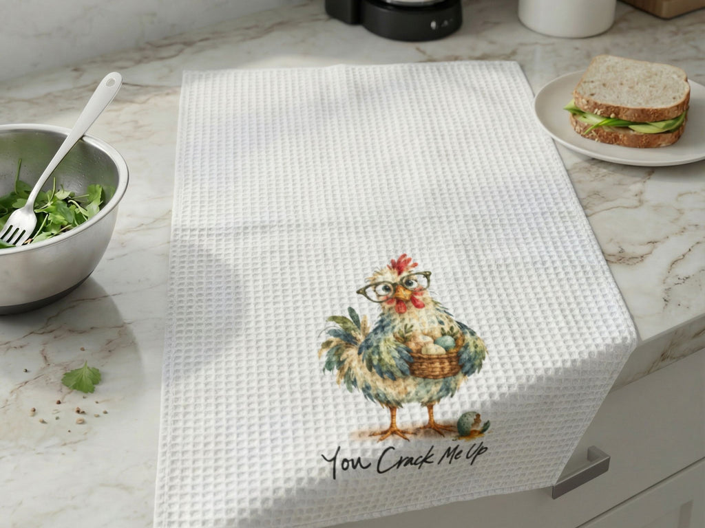 You Crack Me Up Chicken Kitchen Towel, Funny Chicken Lover Gift, Farmhouse Hand Towel, Hen Kitchen Decor, Chicken Mom Gift