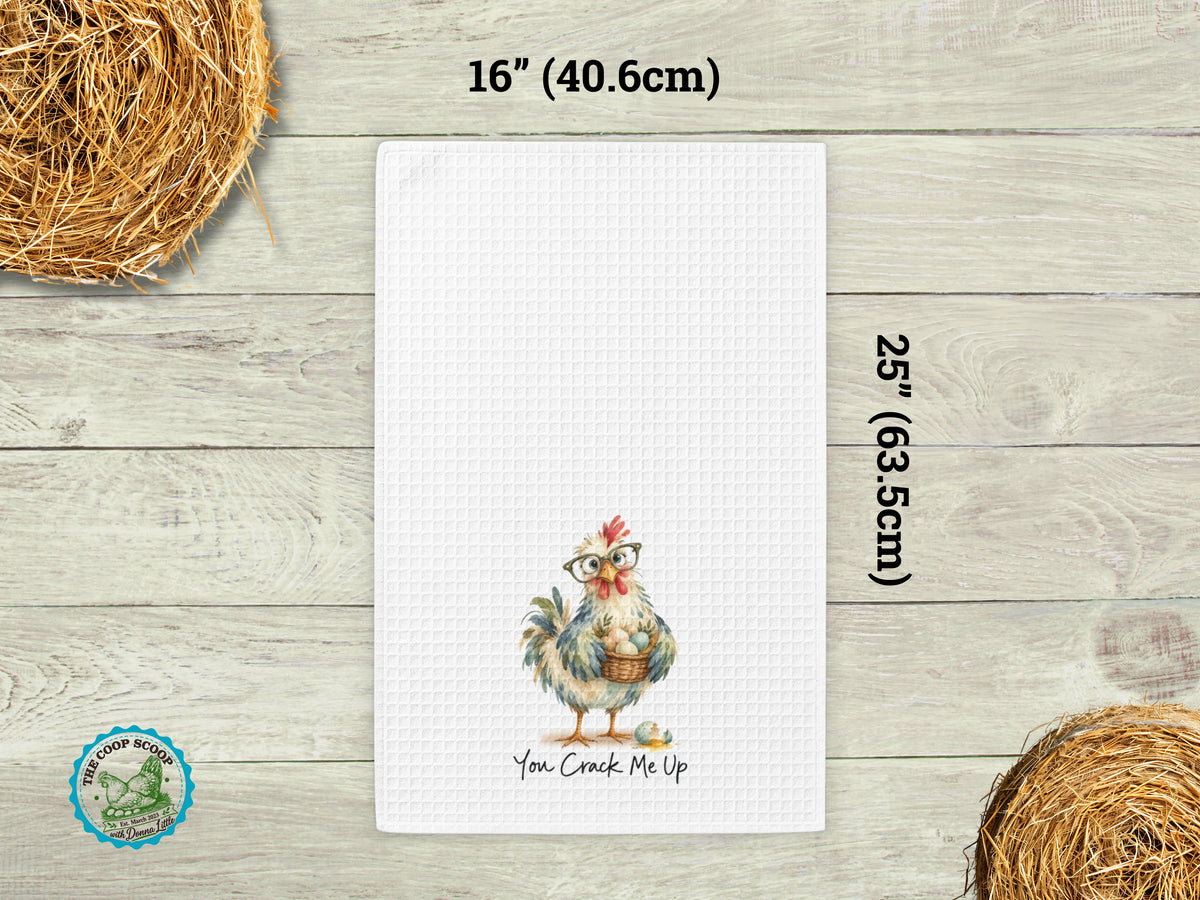 You Crack Me Up Chicken Kitchen Towel, Funny Chicken Lover Gift, Farmhouse Hand Towel, Hen Kitchen Decor, Chicken Mom Gift