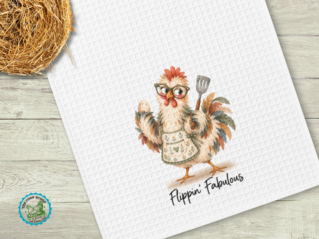 Flippin Fabulous Chicken Kitchen Towel, Funny Chicken Lover Gift, Farmhouse Hand Towel, Hen Kitchen Decor, Chicken Mom Gift