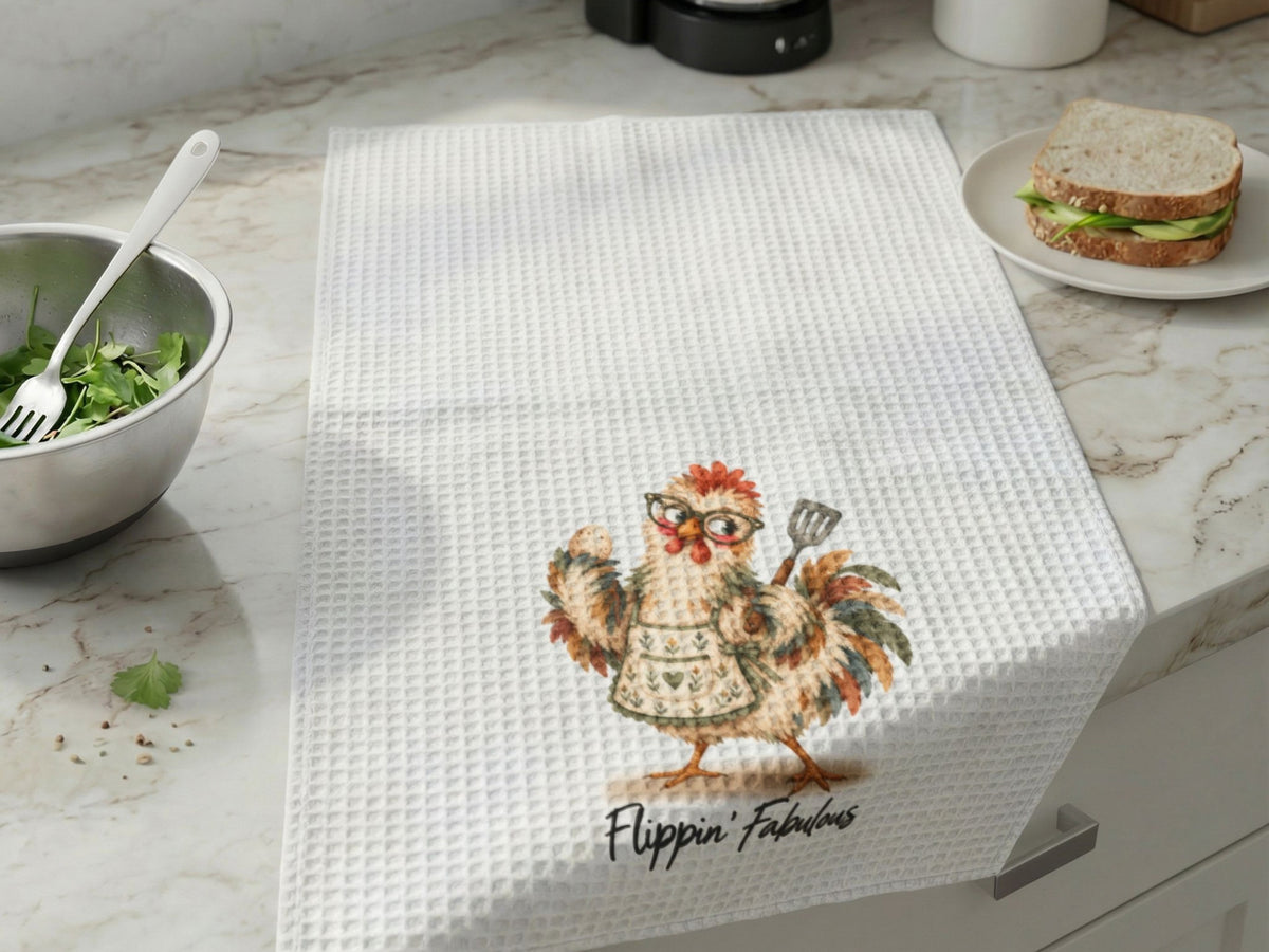 Flippin Fabulous Chicken Kitchen Towel, Funny Chicken Lover Gift, Farmhouse Hand Towel, Hen Kitchen Decor, Chicken Mom Gift