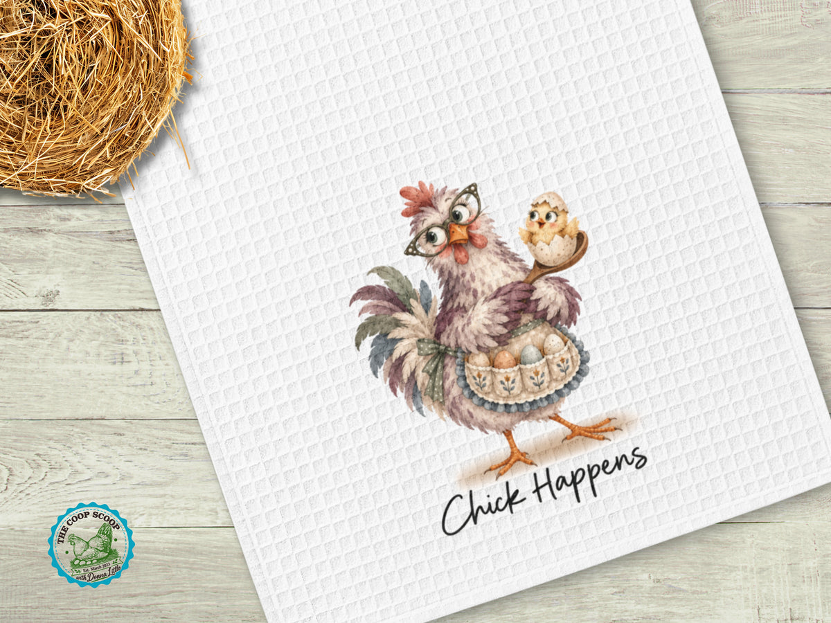 Chick Happens Chicken Kitchen Towel, Funny Chicken Lover Gift, Farmhouse Hand Towel, Hen Kitchen Decor, Chicken Mom Gift