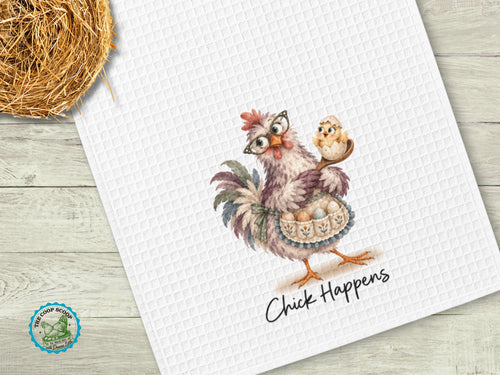 Chick Happens Chicken Kitchen Towel, Funny Chicken Lover Gift, Farmhouse Hand Towel, Hen Kitchen Decor, Chicken Mom Gift
