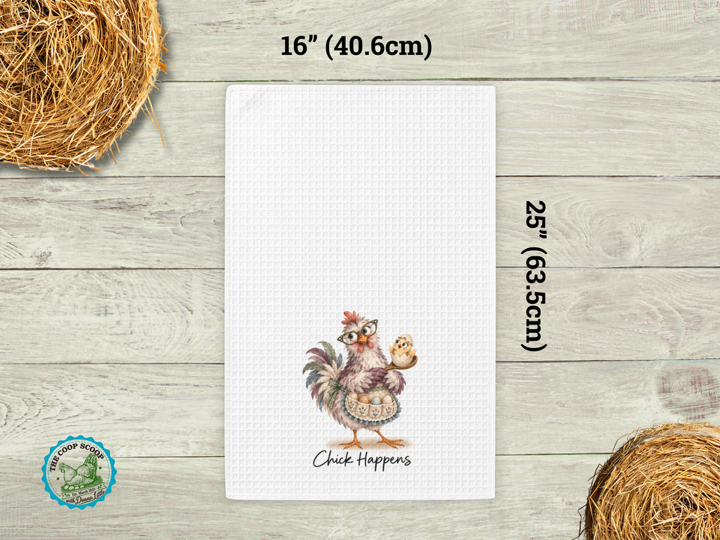 Chick Happens Chicken Kitchen Towel, Funny Chicken Lover Gift, Farmhouse Hand Towel, Hen Kitchen Decor, Chicken Mom Gift