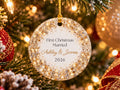 Personalized First Christmas Married Ornament, Custom Couple Names Glitter Ornament, Newlywed Christmas Keepsake, Wedding Gift