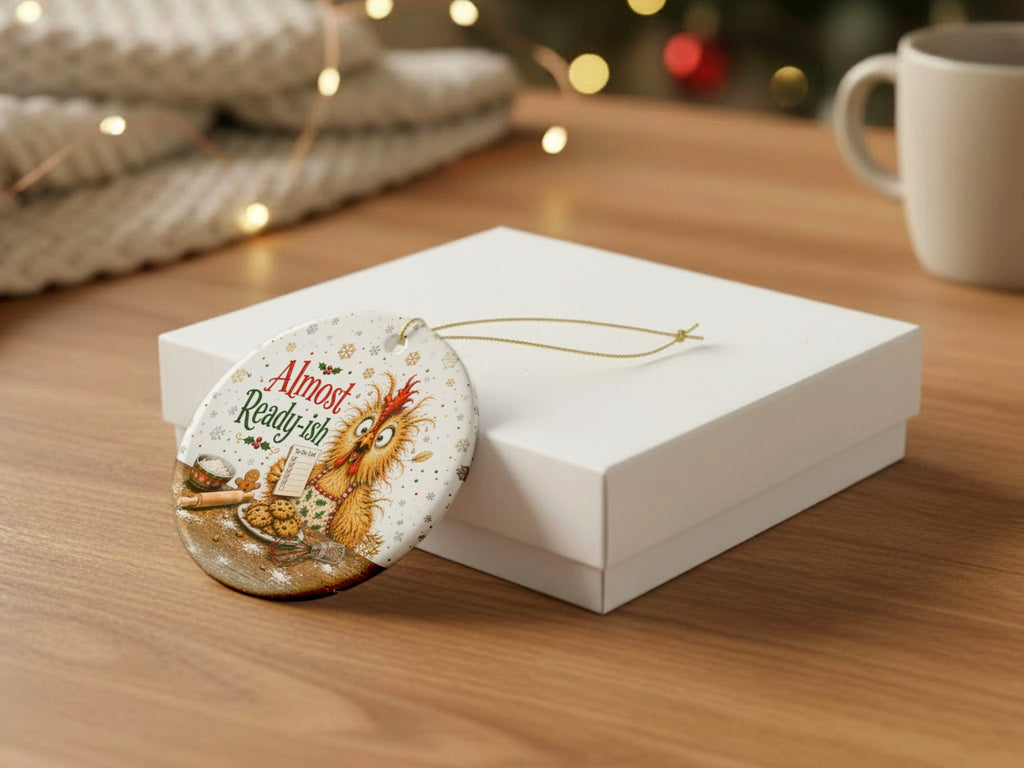 Almost Ready-ish Chicken Christmas Ornament, Funny Chicken Lover Gift, Holiday Baking Ornament, Personalized Xmas Message