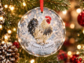 Season's Greetings Rooster Glass Ornament, Chicken Lover Christmas Gift, Winter Rooster Ornament, Farmhouse Holiday Decor