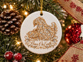 Peace On Earth Chicken Christmas Ornament, Elegant Chicken Lover Gift, Gold Farmhouse Holiday Decor, Personalized Xmas Message