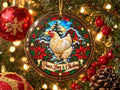 Peace Love & Chickens Christmas Ornament, Chicken Lover Gift, Stained Glass Farmhouse Decor, Personalized Xmas Message
